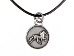 Leather necklace with rustic icelandic horse
