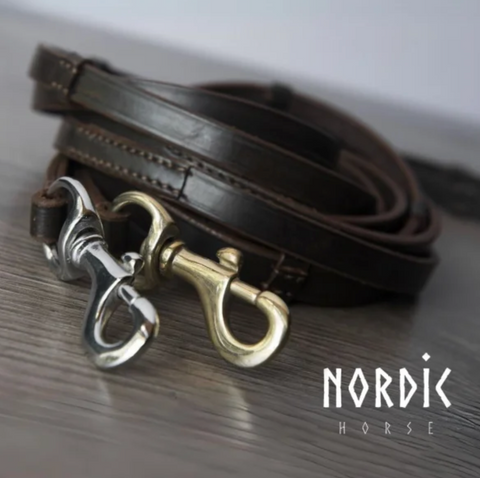 Dark Brown Leather Reins with stops