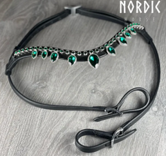Bridle with a Crown detail with Green stones