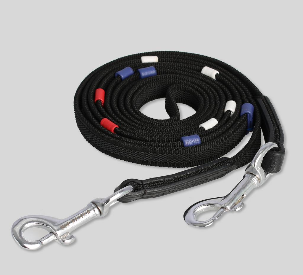 Reins with Red, White and Blue stops