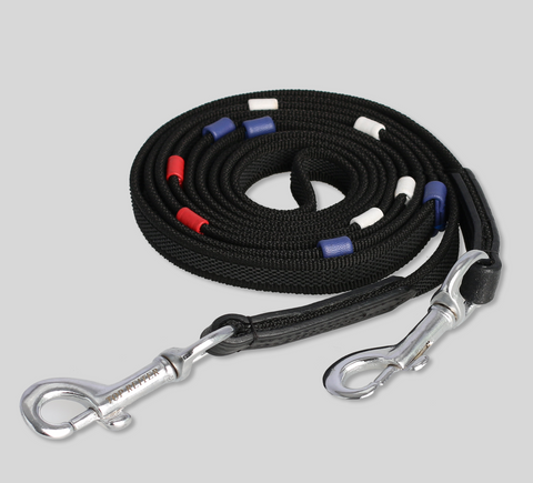 Training Reins with Red, White and Blue stops
