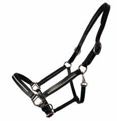 Leather halter with row of stones - More Colors