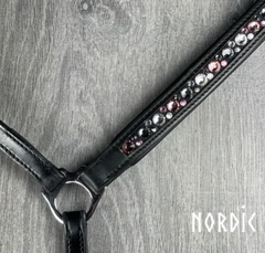Bridle with pink, black and silver stone design